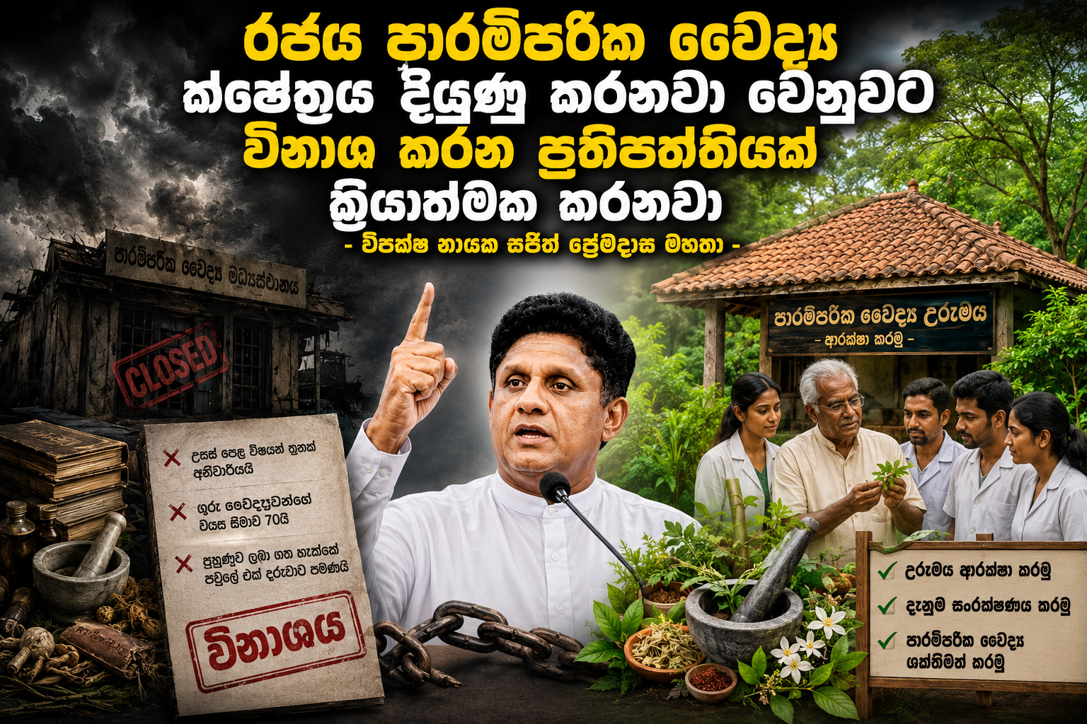 රජය පාරම්පරික වෛද්‍ය ක්ෂේත්‍රය දියුණු කරනවා වෙනුවට විනාශ කරන ප්‍රතිපත්තියක් ක්‍රියාත්මක කරනවා